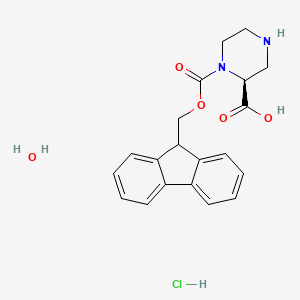 molecular formula C20H23ClN2O5 B3043767 (2s)-1,2-Piperazinedicarboxylic acid,1-(9h-fluoren-9-ylmethyl) ester hydrochloride hydrate CAS No. 915707-72-1