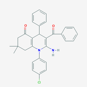 molecular formula C30H27ClN2O2 B304377 2-amino-3-benzoyl-1-(4-chlorophenyl)-7,7-dimethyl-4-phenyl-6,8-dihydro-4H-quinolin-5-one 