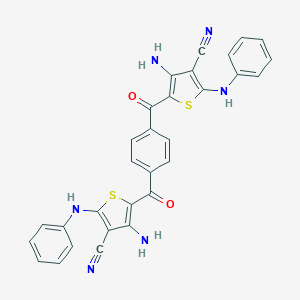 molecular formula C30H20N6O2S2 B304378 4-Amino-5-(4-((3-amino-5-anilino-4-cyanothien-2-yl)carbonyl)benzoyl)-2-anilinothiophene-3-carbonitrile 