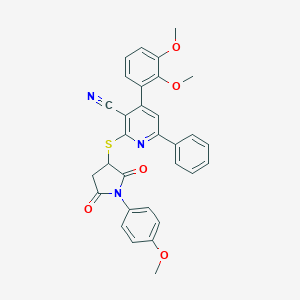 molecular formula C31H25N3O5S B304380 4-(2,3-Dimethoxyphenyl)-2-((1-(4-methoxyphenyl)-2,5-dioxopyrrolidin-3-yl)sulfanyl)-6-phenylnicotinonitrile 