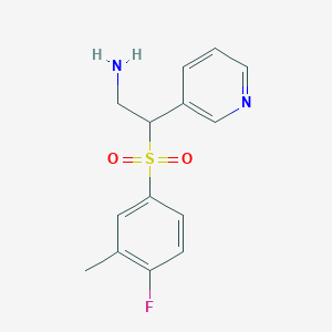 molecular formula C14H15FN2O2S B3043810 3-{2-Amino-1-[(4-fluoro-3-methylphenyl)sulphonyl]ethyl}pyridine CAS No. 927995-65-1