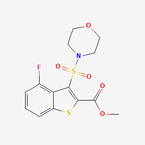 molecular formula C14H14FNO5S2 B3043883 Methyl 4-fluoro-3-(morpholine-4-sulfonyl)-1-benzothiophene-2-carboxylate CAS No. 946300-74-9