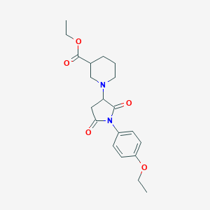 molecular formula C20H26N2O5 B304391 Ethyl 1-[1-(4-ethoxyphenyl)-2,5-dioxopyrrolidin-3-yl]piperidine-3-carboxylate 