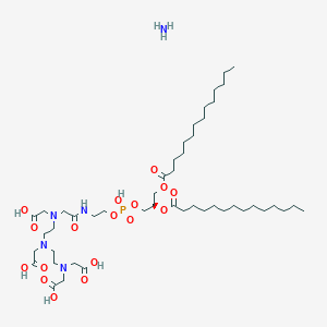 molecular formula C47H90N5O17P B3044053 15,17,21-Trioxa-3,6,9,12-tetraaza-16-phosphapentatriacontanoic acid, 3,6,9-tris(carboxymethyl)-16-hydroxy-11,22-dioxo-19-[(1-oxotetradecyl)oxy]-, 16-oxide, ammonium salt (1:5), (19R)- CAS No. 384832-89-7