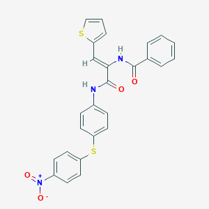 molecular formula C26H19N3O4S2 B304406 N-[1-{[4-({4-nitrophenyl}sulfanyl)anilino]carbonyl}-2-(2-thienyl)vinyl]benzamide 