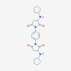 molecular formula C24H30N4O4 B304410 3-(Cyclopentylamino)-1-{4-[3-(cyclopentylamino)-2,5-dioxo-1-pyrrolidinyl]phenyl}-2,5-pyrrolidinedione 