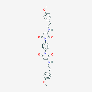 molecular formula C32H34N4O6 B304412 3-[2-(4-Methoxyphenyl)ethylamino]-1-[4-[3-[2-(4-methoxyphenyl)ethylamino]-2,5-dioxopyrrolidin-1-yl]phenyl]pyrrolidine-2,5-dione 