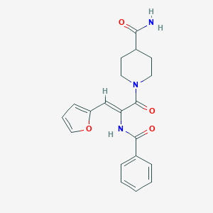 molecular formula C20H21N3O4 B304422 1-(2-Benzoylamino-3-furan-2-yl-acryloyl)-piperidine-4-carboxylic acid amide 