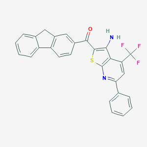 molecular formula C28H17F3N2OS B304424 [3-amino-6-phenyl-4-(trifluoromethyl)thieno[2,3-b]pyridin-2-yl](9H-fluoren-2-yl)methanone 