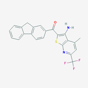 molecular formula C23H15F3N2OS B304425 [3-amino-4-methyl-6-(trifluoromethyl)thieno[2,3-b]pyridin-2-yl]-(9H-fluoren-2-yl)methanone 