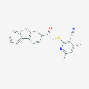 molecular formula C24H20N2OS B304427 2-{[2-(9H-fluoren-2-yl)-2-oxoethyl]sulfanyl}-4,5,6-trimethylnicotinonitrile 