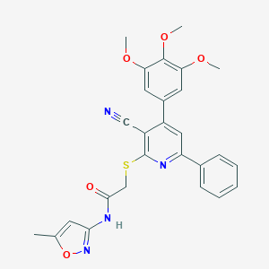 molecular formula C27H24N4O5S B304430 2-{[3-cyano-6-phenyl-4-(3,4,5-trimethoxyphenyl)-2-pyridinyl]sulfanyl}-N-(5-methyl-3-isoxazolyl)acetamide 