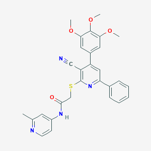 molecular formula C29H26N4O4S B304433 2-{[3-cyano-6-phenyl-4-(3,4,5-trimethoxyphenyl)-2-pyridinyl]sulfanyl}-N-(2-methyl-4-pyridinyl)acetamide 