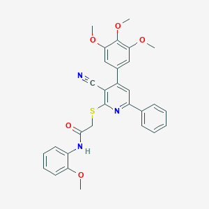 molecular formula C30H27N3O5S B304434 2-{[3-cyano-6-phenyl-4-(3,4,5-trimethoxyphenyl)-2-pyridinyl]sulfanyl}-N-(2-methoxyphenyl)acetamide 