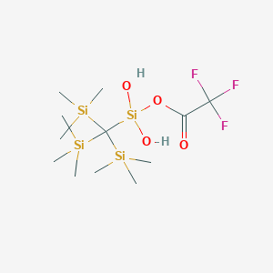 molecular formula C12H29F3O4Si4 B3044372 Acetic acid, trifluoro-, dihydroxy[tris(trimethylsilyl)methyl]silyl ester CAS No. 100031-98-9
