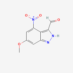 molecular formula C9H7N3O4 B3044379 6-methoxy-4-nitro-2H-indazole-3-carbaldehyde CAS No. 1000341-26-3