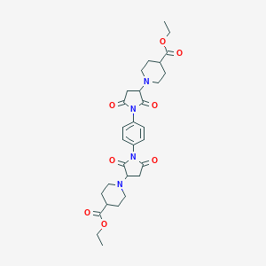 molecular formula C30H38N4O8 B304438 Ethyl 1-[1-[4-[3-(4-ethoxycarbonylpiperidin-1-yl)-2,5-dioxopyrrolidin-1-yl]phenyl]-2,5-dioxopyrrolidin-3-yl]piperidine-4-carboxylate 