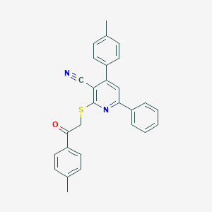 molecular formula C28H22N2OS B304439 4-(4-Methylphenyl)-2-{[2-(4-methylphenyl)-2-oxoethyl]sulfanyl}-6-phenylnicotinonitrile 