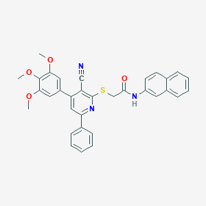 molecular formula C33H27N3O4S B304441 2-{[3-cyano-6-phenyl-4-(3,4,5-trimethoxyphenyl)-2-pyridinyl]sulfanyl}-N-(2-naphthyl)acetamide 