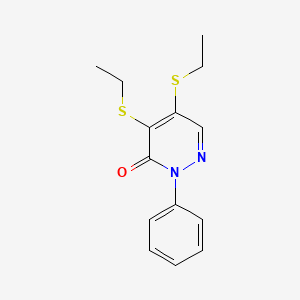 molecular formula C14H16N2OS2 B3044410 3(2H)-Pyridazinone, 4,5-bis(ethylthio)-2-phenyl- CAS No. 10005-35-3