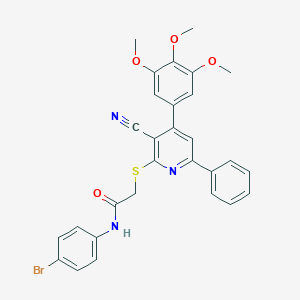 molecular formula C29H24BrN3O4S B304442 N-(4-bromophenyl)-2-{[3-cyano-6-phenyl-4-(3,4,5-trimethoxyphenyl)-2-pyridinyl]sulfanyl}acetamide 