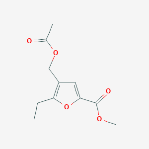 molecular formula C11H14O5 B3044435 2-Furancarboxylic acid, 4-[(acetyloxy)methyl]-5-ethyl-, methyl ester CAS No. 100059-71-0