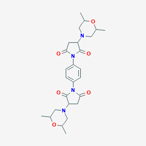 molecular formula C26H34N4O6 B304445 3-(2,6-Dimethyl-4-morpholinyl)-1-{4-[3-(2,6-dimethyl-4-morpholinyl)-2,5-dioxo-1-pyrrolidinyl]phenyl}-2,5-pyrrolidinedione 