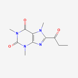 1H-Purine-2,6-dione, 3,7-dihydro-1,3,7-trimethyl-8-(1-oxopropyl)-