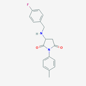 molecular formula C18H17FN2O2 B304458 3-[(4-Fluorobenzyl)amino]-1-(4-methylphenyl)-2,5-pyrrolidinedione 