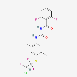 molecular formula C18H14ClF5N2O2S B3044630 N-((4-(2-Chloro-1,1,2-trifluoroethyl)sulfanyl-2,5-dimethylphenyl)carbamoyl)-2,6-difluorobenzamide CAS No. 100279-99-0
