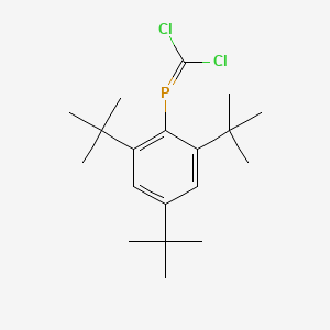 molecular formula C19H29Cl2P B3044636 Phosphine, (dichloromethylene)[2,4,6-tris(1,1-dimethylethyl)phenyl]- CAS No. 100281-24-1