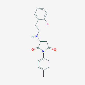 molecular formula C19H19FN2O2 B304467 3-{[2-(2-Fluorophenyl)ethyl]amino}-1-(4-methylphenyl)-2,5-pyrrolidinedione 