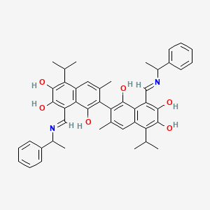 molecular formula C46H48N2O6 B3044740 5,5'-diisopropyl-3,3'-dimethyl-8,8'-bis((E)-((1-phenylethyl)imino)methyl)-2,2'-binaphthalene-1,1',6,6',7,7'-hexol CAS No. 10038-74-1