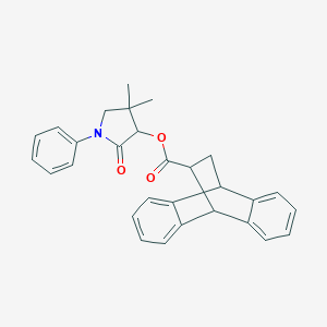 molecular formula C29H27NO3 B304477 4,4-Dimethyl-2-oxo-1-phenyl-3-pyrrolidinyl tetracyclo[6.6.2.0~2,7~.0~9,14~]hexadeca-2,4,6,9,11,13-hexaene-15-carboxylate 