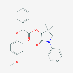 molecular formula C27H27NO5 B304478 4,4-Dimethyl-2-oxo-1-phenyl-3-pyrrolidinyl (4-methoxyphenoxy)(phenyl)acetate 