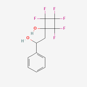 molecular formula C12H10F6O2 B3044782 BENZYL ALCOHOL, alpha-((2,2,3,3,4,4-HEXAFLUORO-1-HYDROXYCYCLOBUTYL)METHYL)- CAS No. 100427-76-7