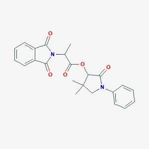 molecular formula C23H22N2O5 B304479 4,4-dimethyl-2-oxo-1-phenyl-3-pyrrolidinyl 2-(1,3-dioxo-1,3-dihydro-2H-isoindol-2-yl)propanoate 