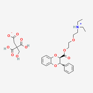 molecular formula C29H37NO12 B3044792 1,4-Benzodioxan-2-carboxylic acid, 3-phenyl-, 2-(2-(diethylamino)ethoxy)ethyl ester, citrate, (E)- CAS No. 100447-55-0