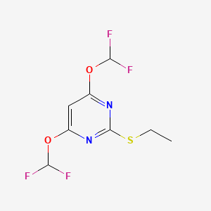 molecular formula C8H8F4N2O2S B3044820 Pyrimidine, 4,6-bis(difluoromethoxy)-2-(ethylthio)- CAS No. 100478-30-6