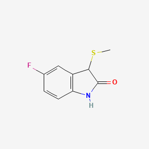 molecular formula C9H8FNOS B3044835 2H-Indol-2-one, 5-fluoro-1,3-dihydro-3-(methylthio)- CAS No. 100487-80-7