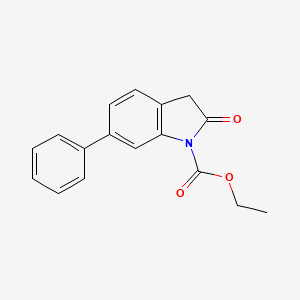 molecular formula C17H15NO3 B3044836 1H-Indole-1-carboxylic acid, 2,3-dihydro-2-oxo-6-phenyl-, ethyl ester CAS No. 100487-84-1