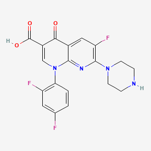 molecular formula C19H15F3N4O3 B3044838 1,8-Naphthyridine-3-carboxylic acid, 1-(2,4-difluorophenyl)-6-fluoro-1,4-dihydro-4-oxo-7-(1-piperazinyl)- CAS No. 100490-19-5