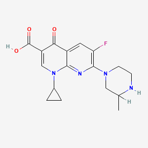 molecular formula C17H19FN4O3 B3044856 1,8-Naphthyridine-3-carboxylic acid, 1-cyclopropyl-6-fluoro-1,4-dihydro-7-(3-methyl-1-piperazinyl)-4-oxo- CAS No. 100504-83-4