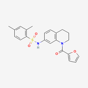 molecular formula C22H22N2O4S B3044886 Benzenesulfonamide, N-[1-(2-furanylcarbonyl)-1,2,3,4-tetrahydro-7-quinolinyl]-2,4-dimethyl- CAS No. 1005301-95-0