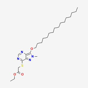 molecular formula C26H44N4O3S B3044925 Acetic acid, ((3-(hexadecyloxy)-2-methyl-2H-pyrazolo(4,3)pyrimidin-7-yl)thio)-, ethyl ester CAS No. 100565-78-4