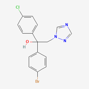 molecular formula C16H13BrClN3O B3044930 alpha-(4-Bromophenyl)-alpha-(4-chlorophenyl)-1H-1,2,4-triazole-1-ethanol CAS No. 100567-97-3