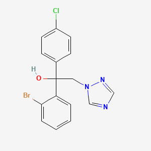 molecular formula C16H13BrClN3O B3044931 1H-1,2,4-Triazole-1-ethanol, alpha-(2-bromophenyl)-alpha-(4-chlorophenyl)- CAS No. 100567-98-4