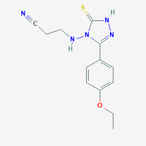 molecular formula C13H15N5OS B304501 3-[[3-(4-ethoxyphenyl)-5-sulfanylidene-1H-1,2,4-triazol-4-yl]amino]propanenitrile 