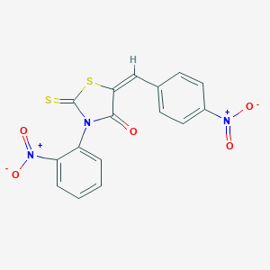 molecular formula C16H9N3O5S2 B304503 5-{4-Nitrobenzylidene}-3-{2-nitrophenyl}-2-thioxo-1,3-thiazolidin-4-one 