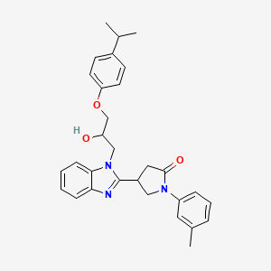 molecular formula C30H33N3O3 B3045072 4-(1-{2-Hydroxy-3-[4-(methylethyl)phenoxy]propyl}benzimidazol-2-yl)-1-(3-methy lphenyl)pyrrolidin-2-one CAS No. 1018125-58-0